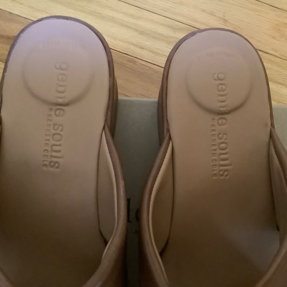 Gentle Souls River Platform Slide Sandal Luggage Leather SZ 9.5 - Picture 4 of 13